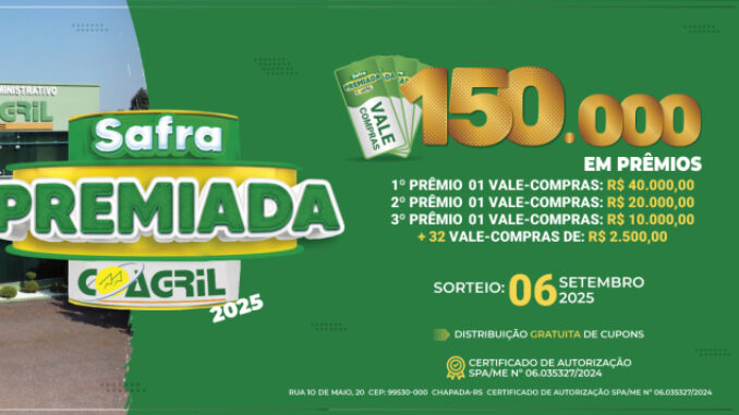 safra-premiada-coagril Safra Premiada Coagril 2025: Concorra a R$ 150 mil em vale-compras!