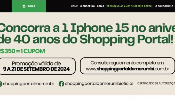 40 Anos de Presentes no Shopping Portal. Concorra a um iPhone 15
