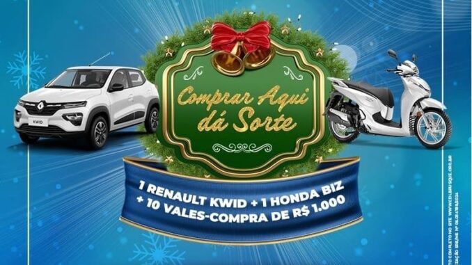 Concorra a um Renault Kwid, uma Honda Biz e vale-compras na Promoção Comprar Aqui dá Sorte da CDL Brusque.